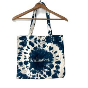 Realisation Par Blue White Tie Dye Tote Bag Shopping Reusable